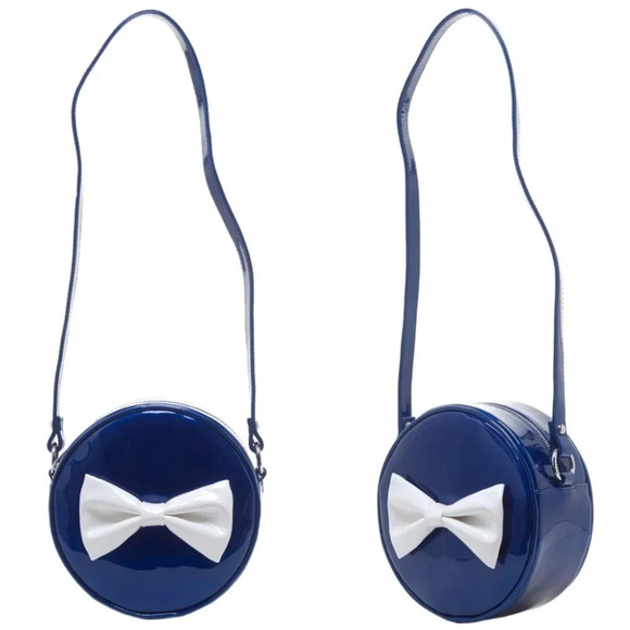 Sourpuss Ship Shape Purse (Retired), Round Glitter Vinyl Crossbody w/Bow, EUC! - Picture 1 of 8